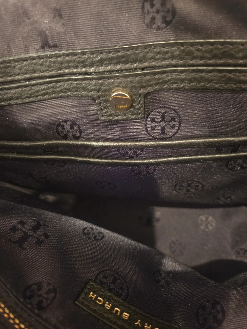 Tory Burch Black Pebbled Leather Satchel and Matching Wallet